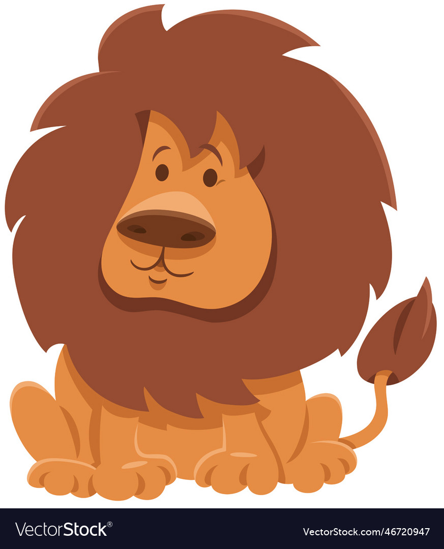 Funny cartoon african lion wild animal character Vector Image