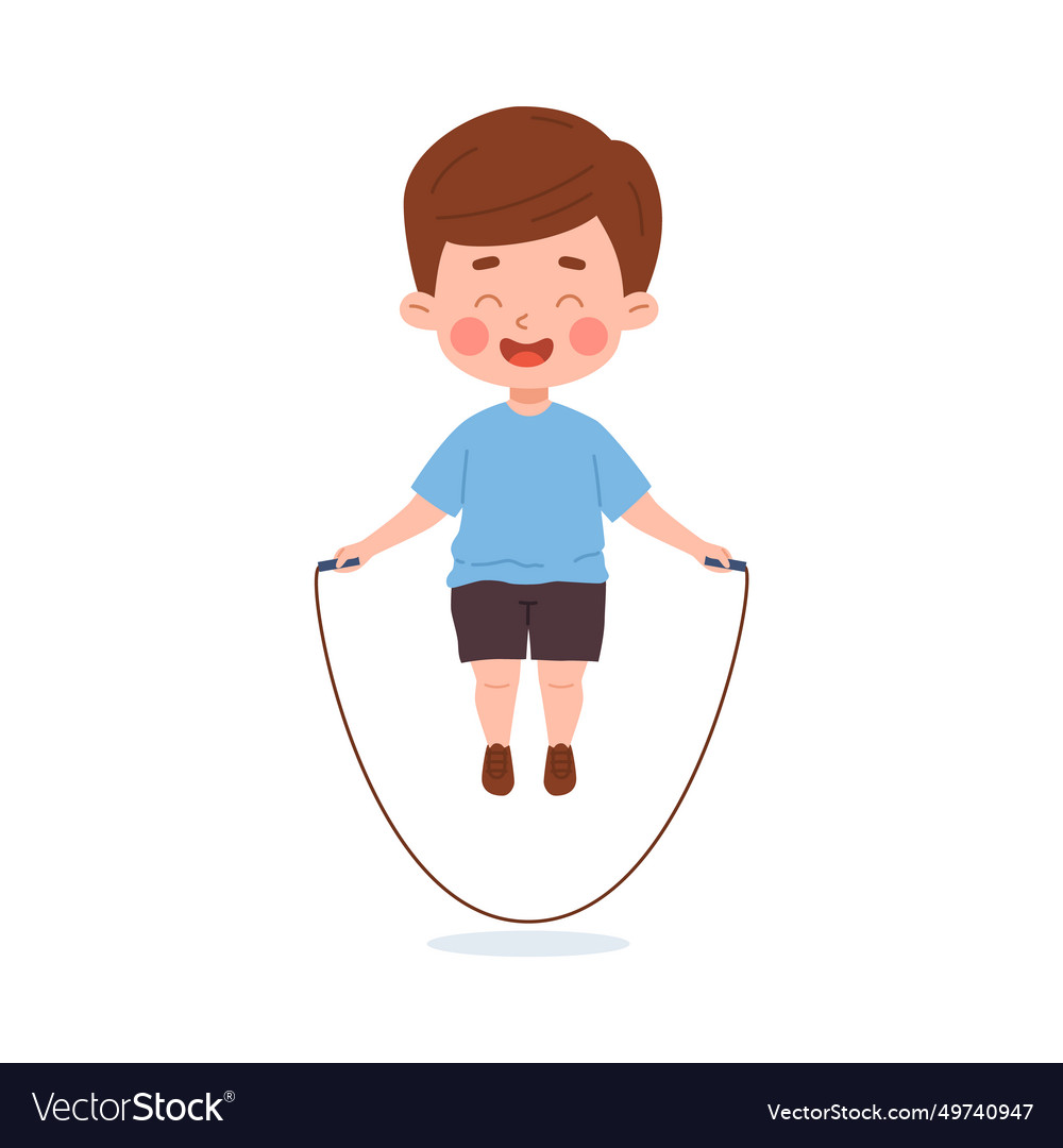 Little boy jumping rope cartoon Royalty Free Vector Image