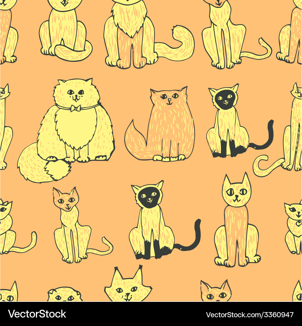 Seamless pattern with cats Royalty Free Vector Image