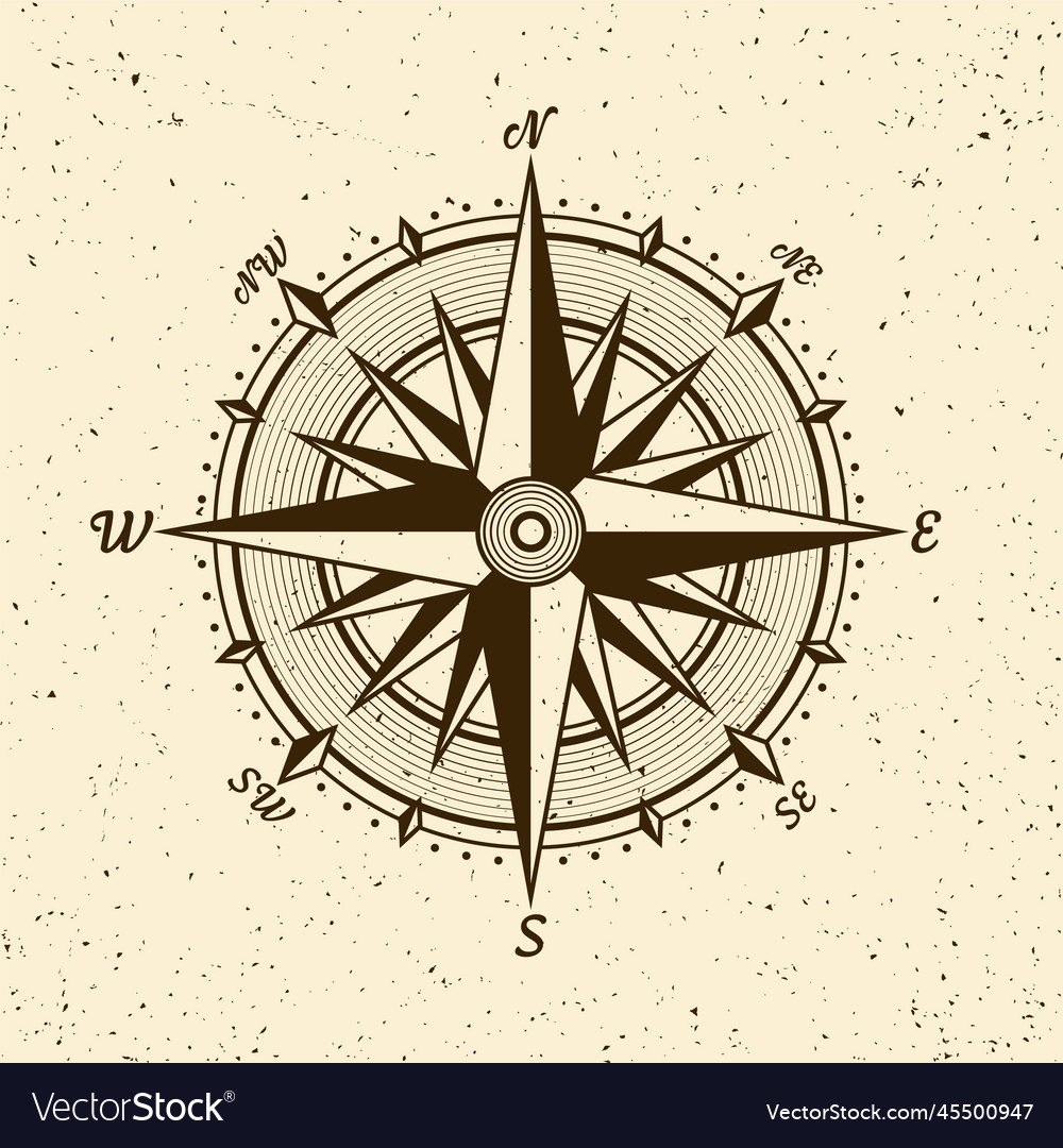 Vintage marine wind rose nautical chart Royalty Free Vector