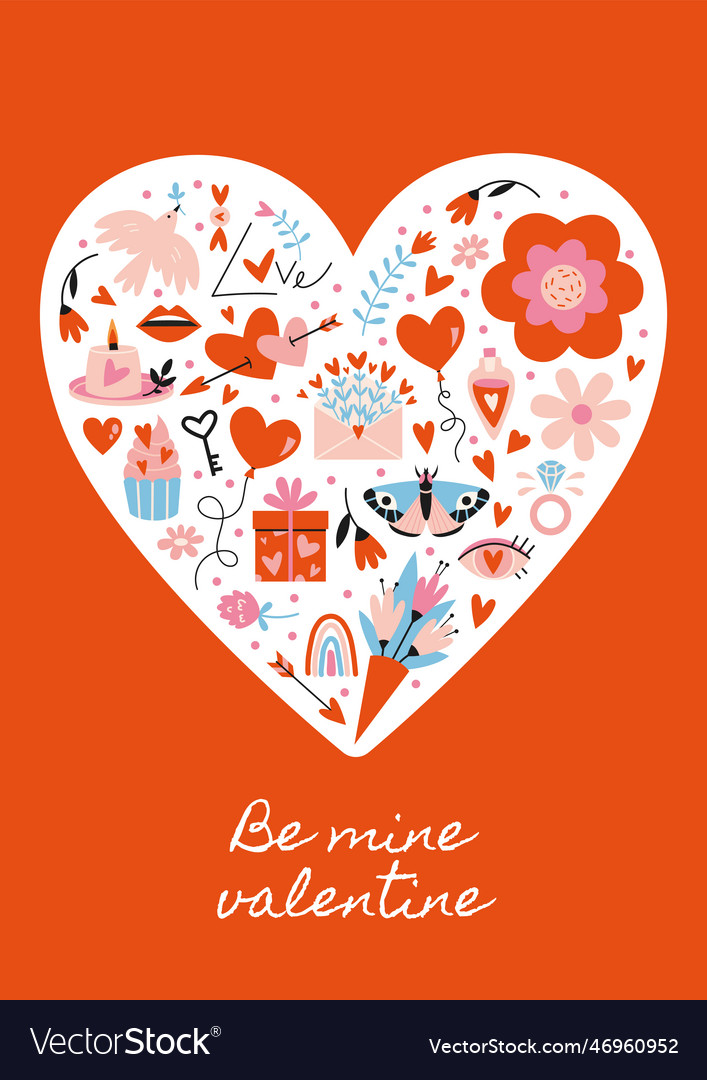 Be mine valentine greeting card with heart