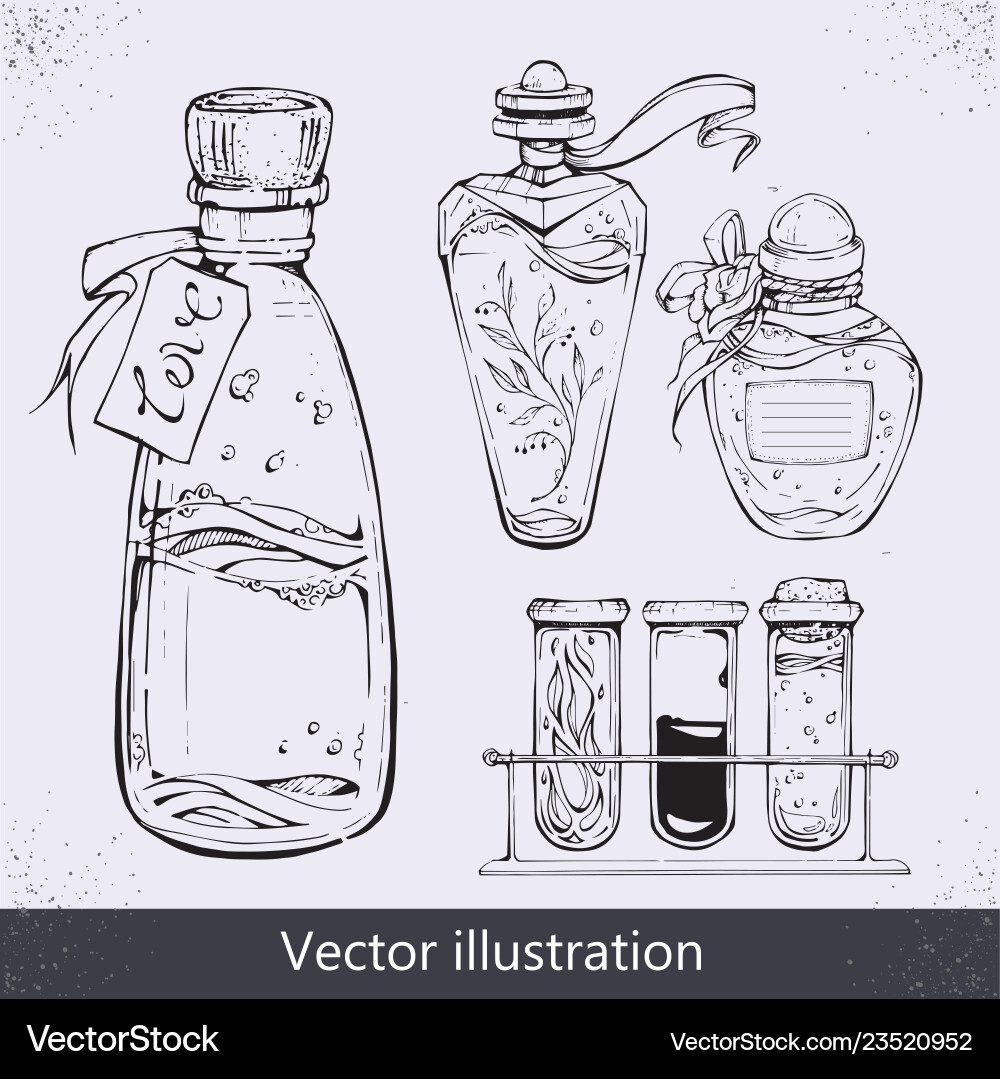 Bottle of love elixir grunge romantic Royalty Free Vector