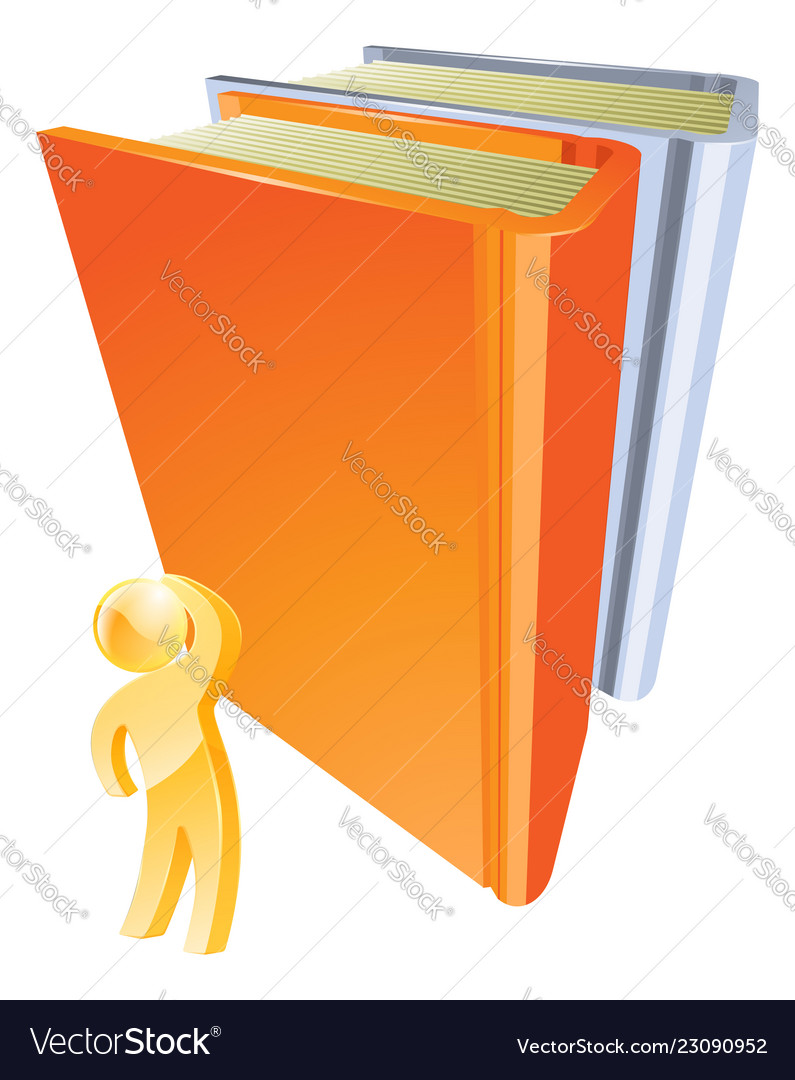 Gold person looking up at book Royalty Free Vector Image