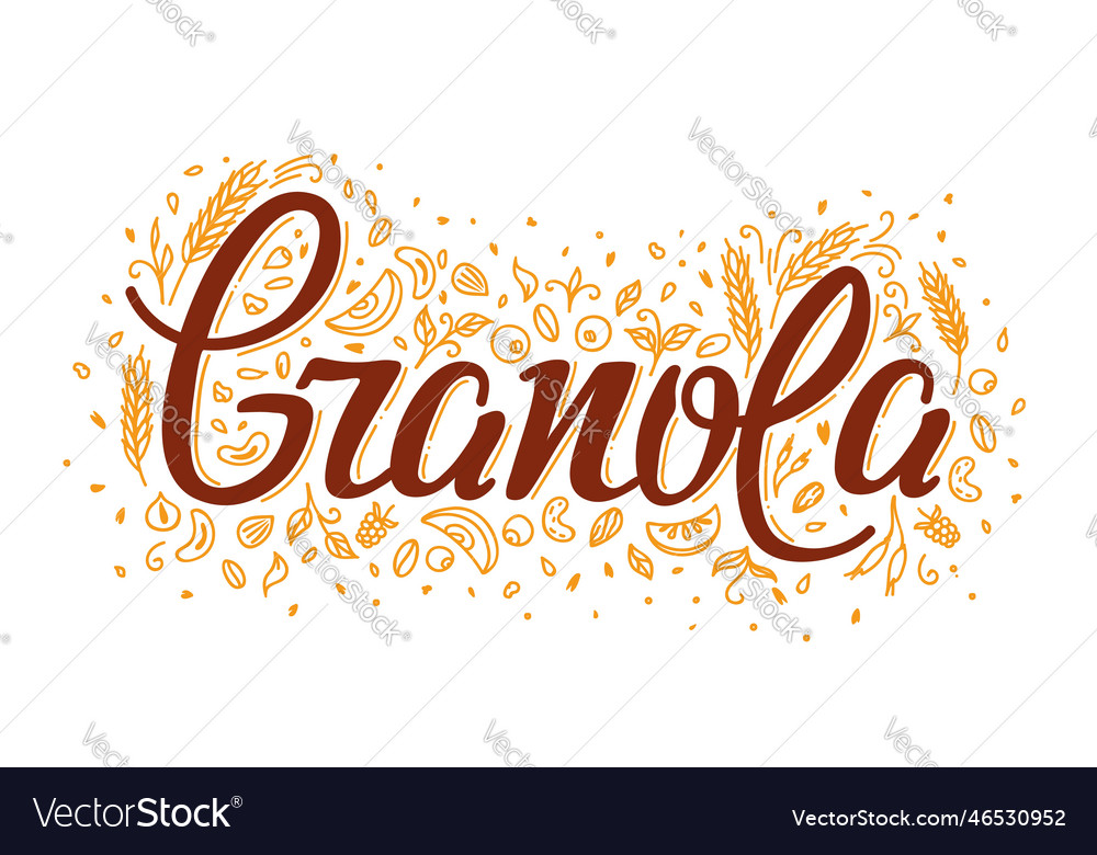 Granola cereal food natural nutrition label Vector Image