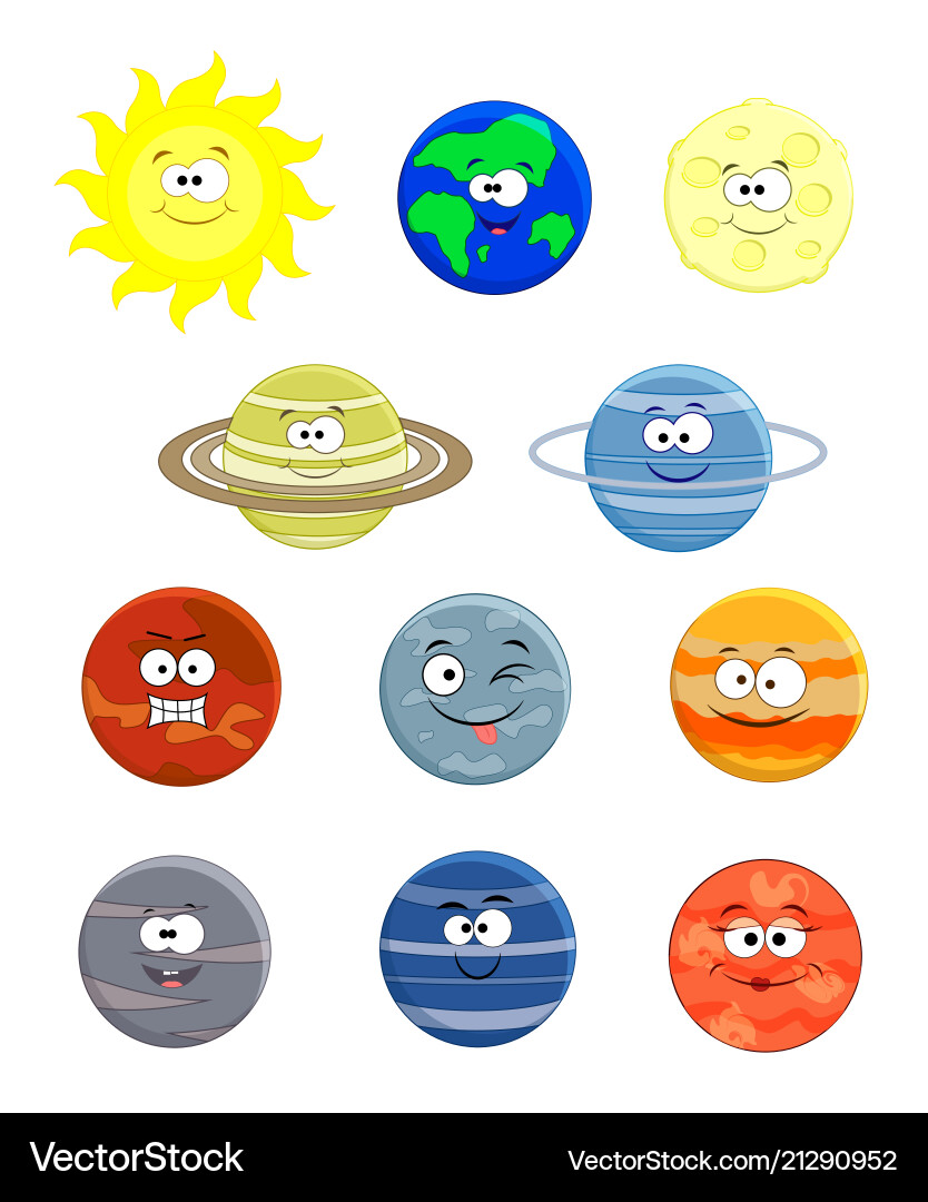 Set solar system planets Royalty Free Vector Image