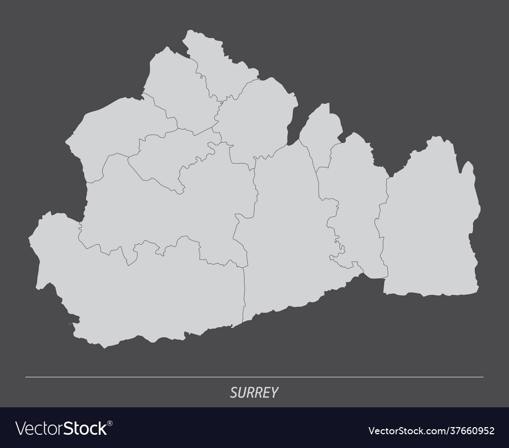 Surrey county administrative map Royalty Free Vector Image