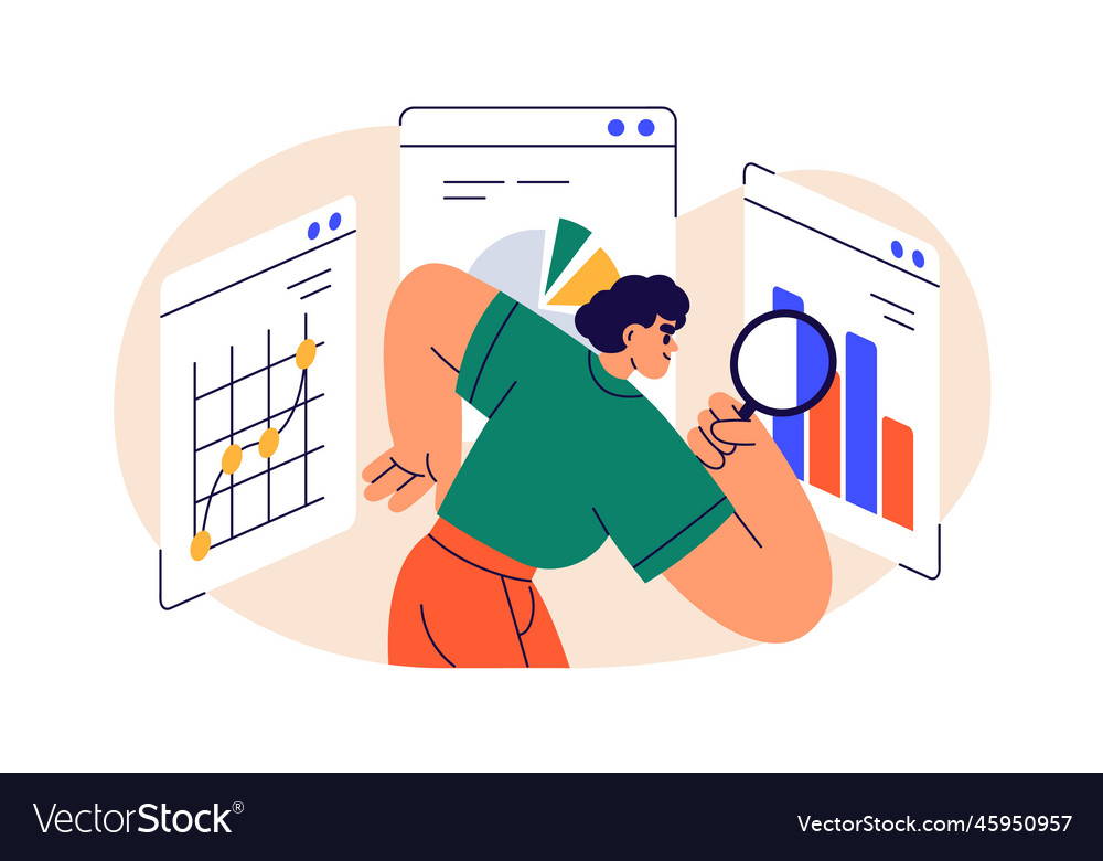 Business data research analysis concept person Vector Image