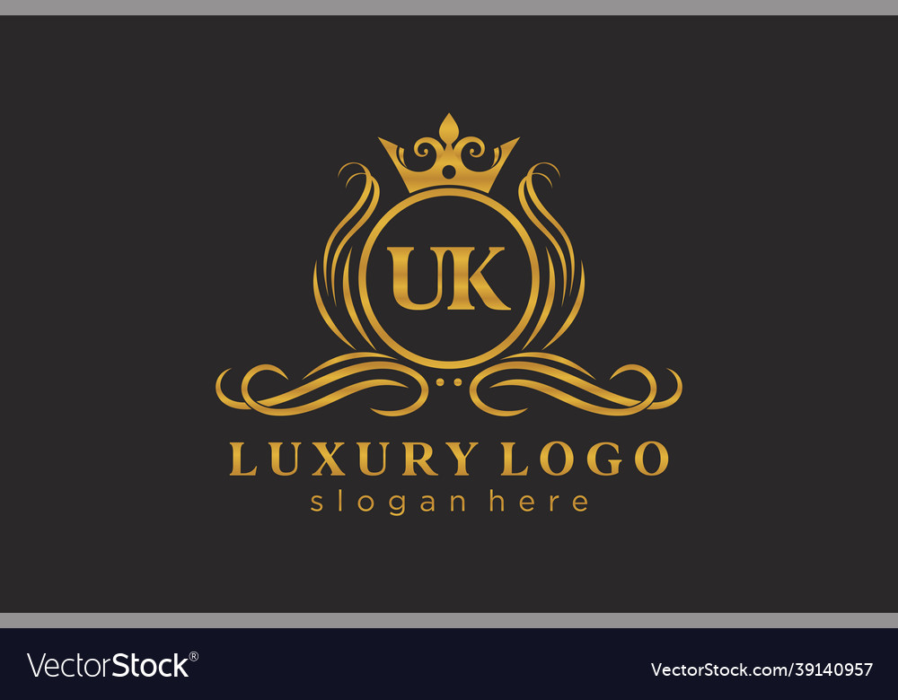 Initial uk letter royal luxury logo template Vector Image