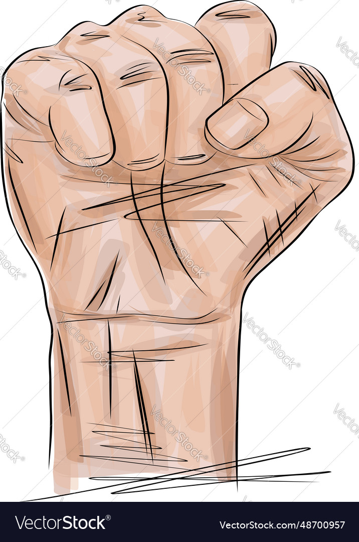 Raised arm human rights salute protest activist Vector Image