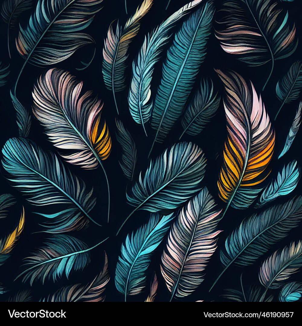 Seamless pattern with feathers Royalty Free Vector Image