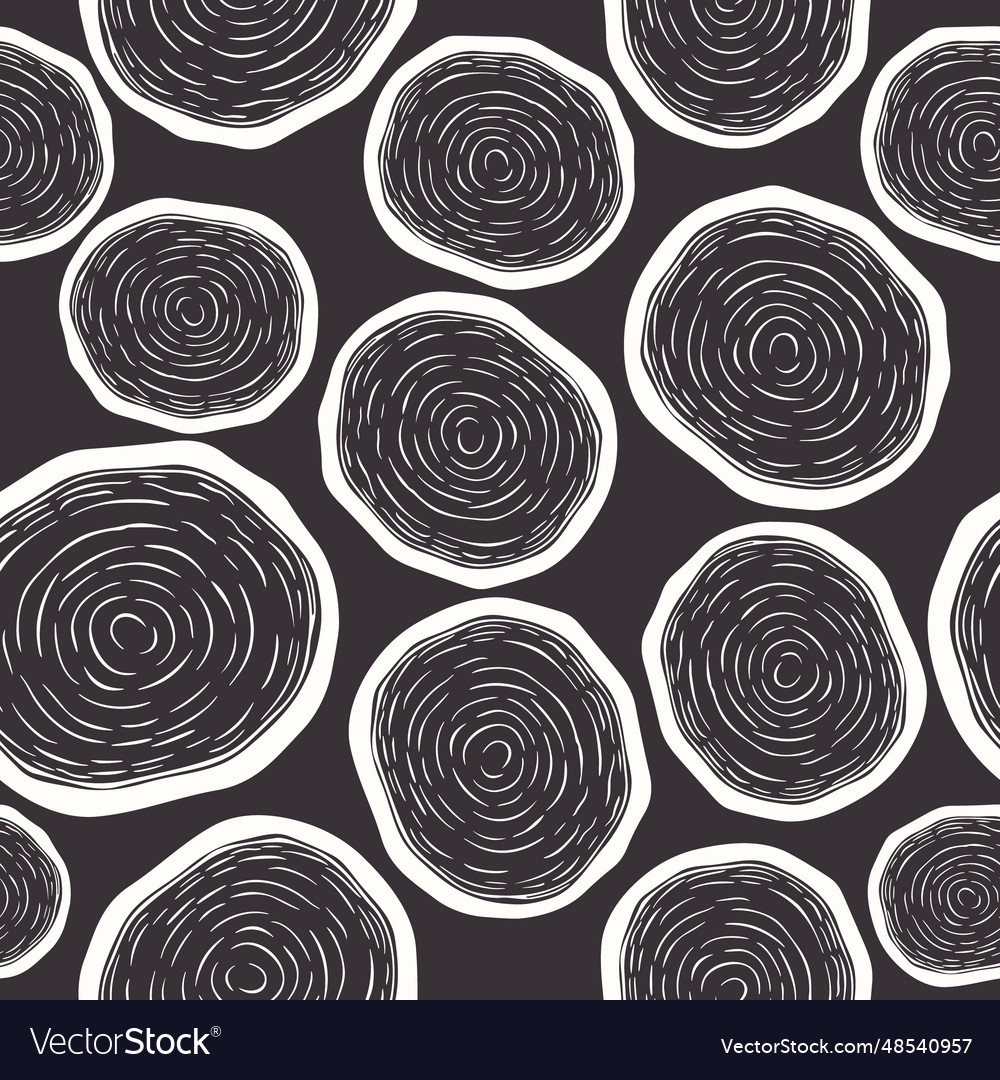 Seamless pattern with tree rings saw cut Vector Image