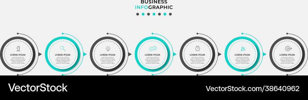 Business infographics presentation with 7 steps Vector Image