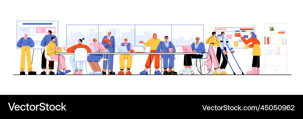 Business people discuss project in office Vector Image