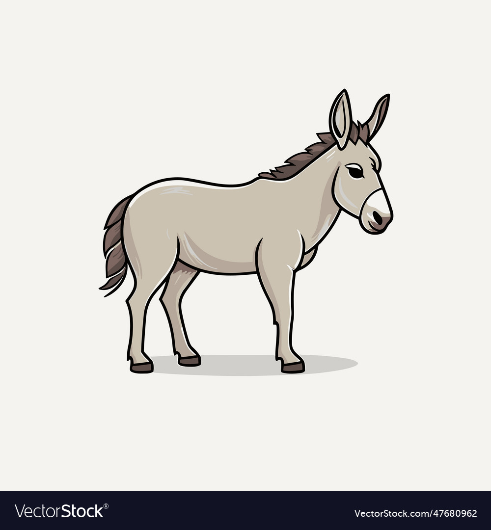 Donkey hand-drawn doodle style cartoon Royalty Free Vector