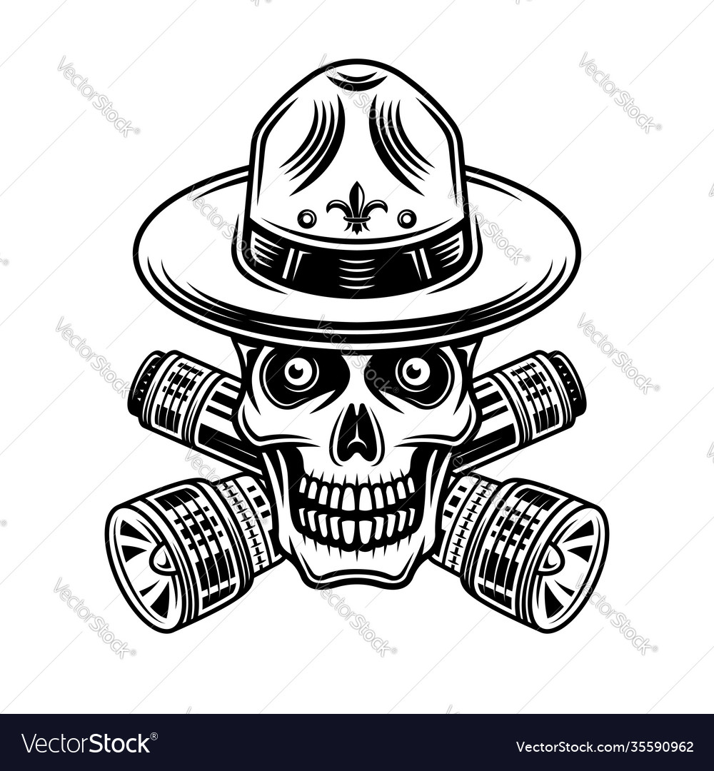 Skull boy scout with flashlights vector image Skull boy scout with flashlights