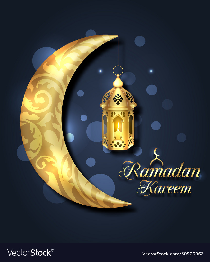 Crescent islamic with lantern for ramadan kareem Vector Image