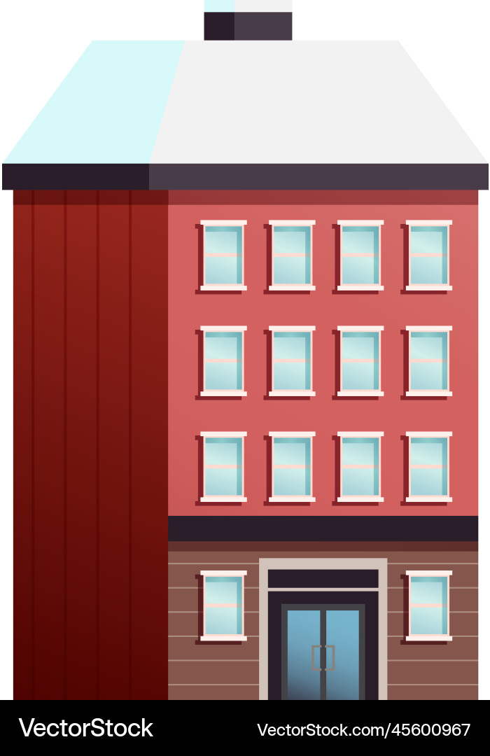 Flat winter building Royalty Free Vector Image