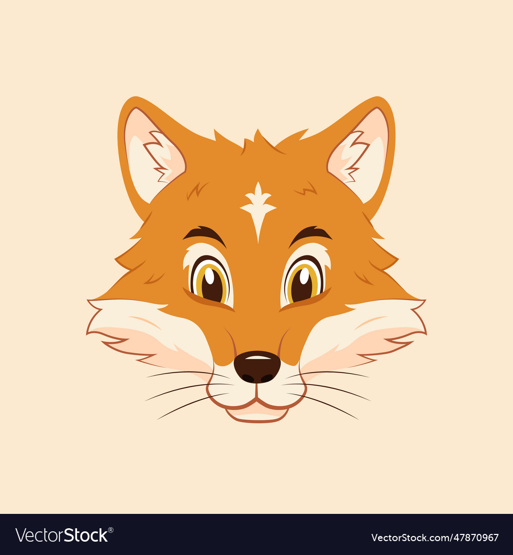 Hand drawn cartoon fox face Royalty Free Vector Image