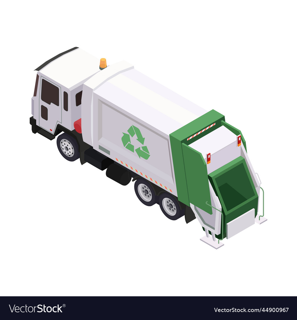 Isometric garbage truck Royalty Free Vector Image