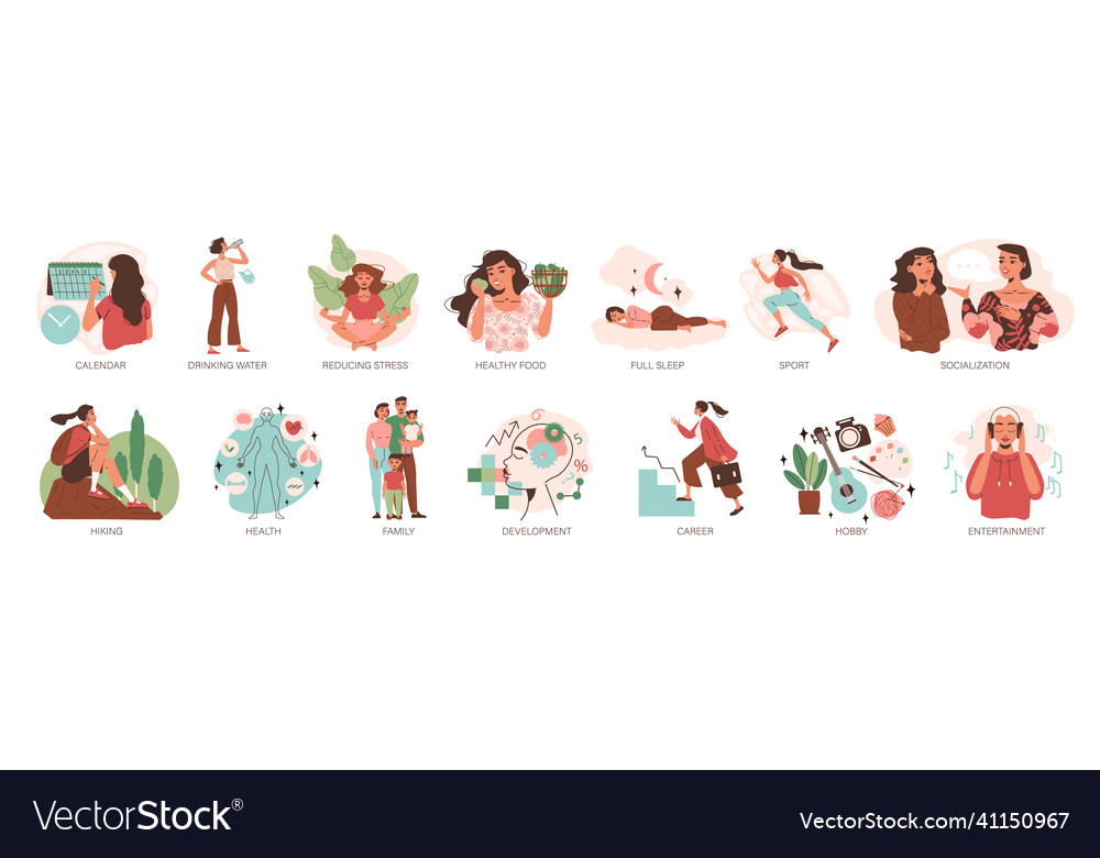 Life balance isolated icons vector image Life balance isolated icons