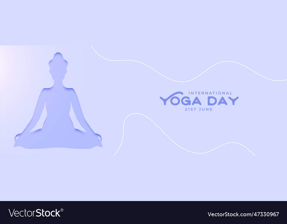 Paper cut style international yoga day poster Vector Image