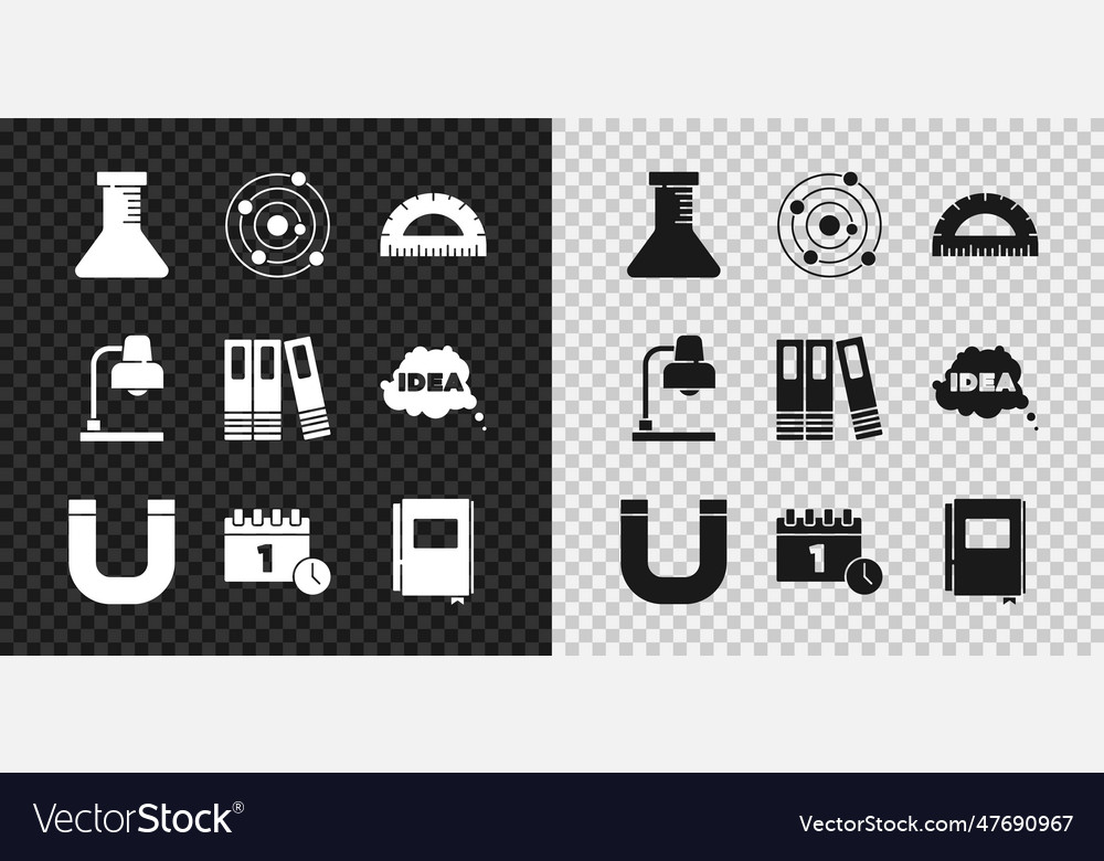 Set test tube and flask solar system protractor Vector Image
