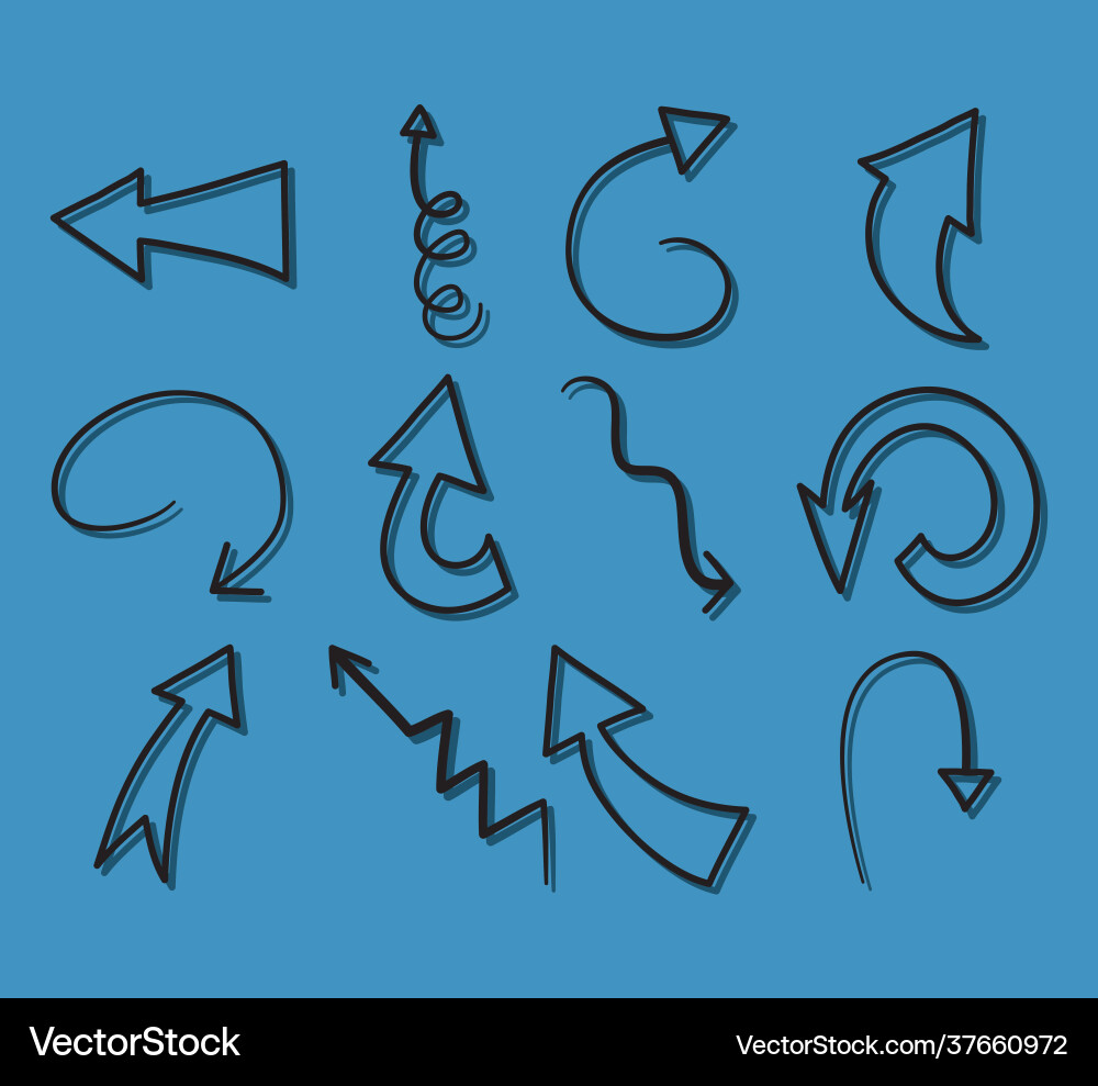 Black arrows set Royalty Free Vector Image - VectorStock