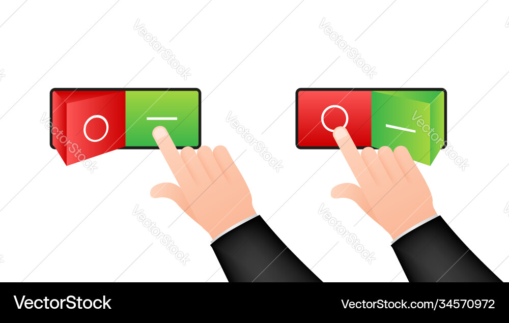 Flat icon on and off toggle switch button Vector Image