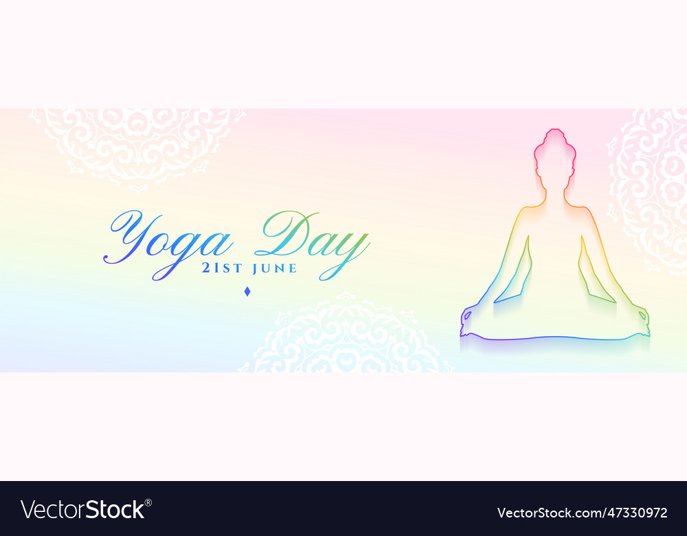 Line style 21st june yoga day celebration banner Vector Image