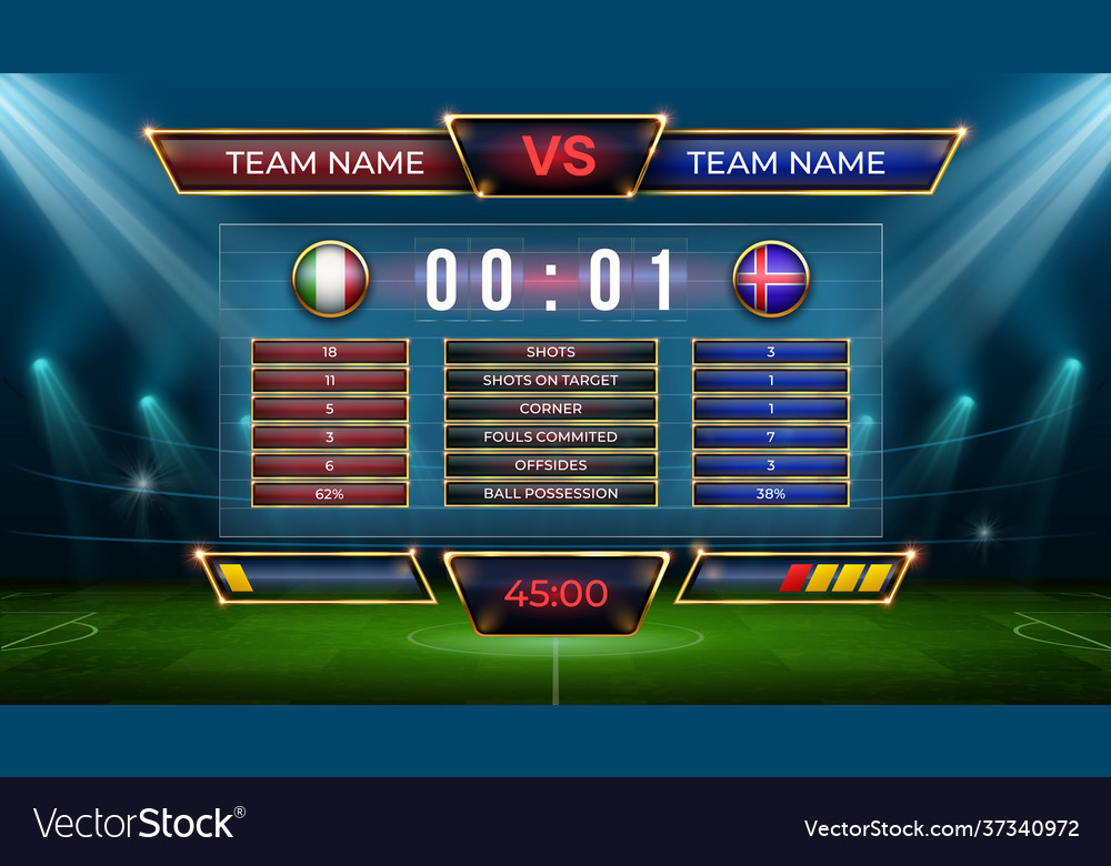 Soccer Scoreboard Football Match Score And Goal Vector Image
