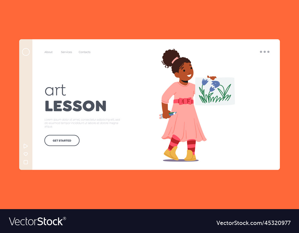 Art lesson landing page template child painting Vector Image