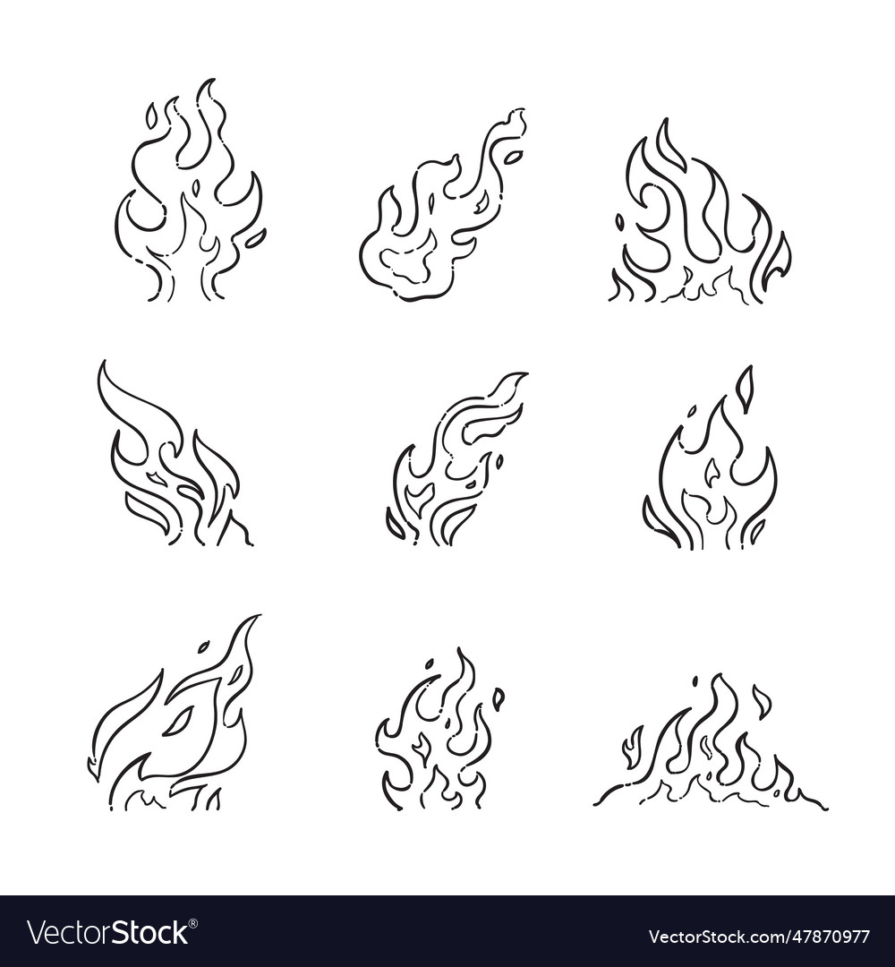 Hand drawn fire outline Royalty Free Vector Image