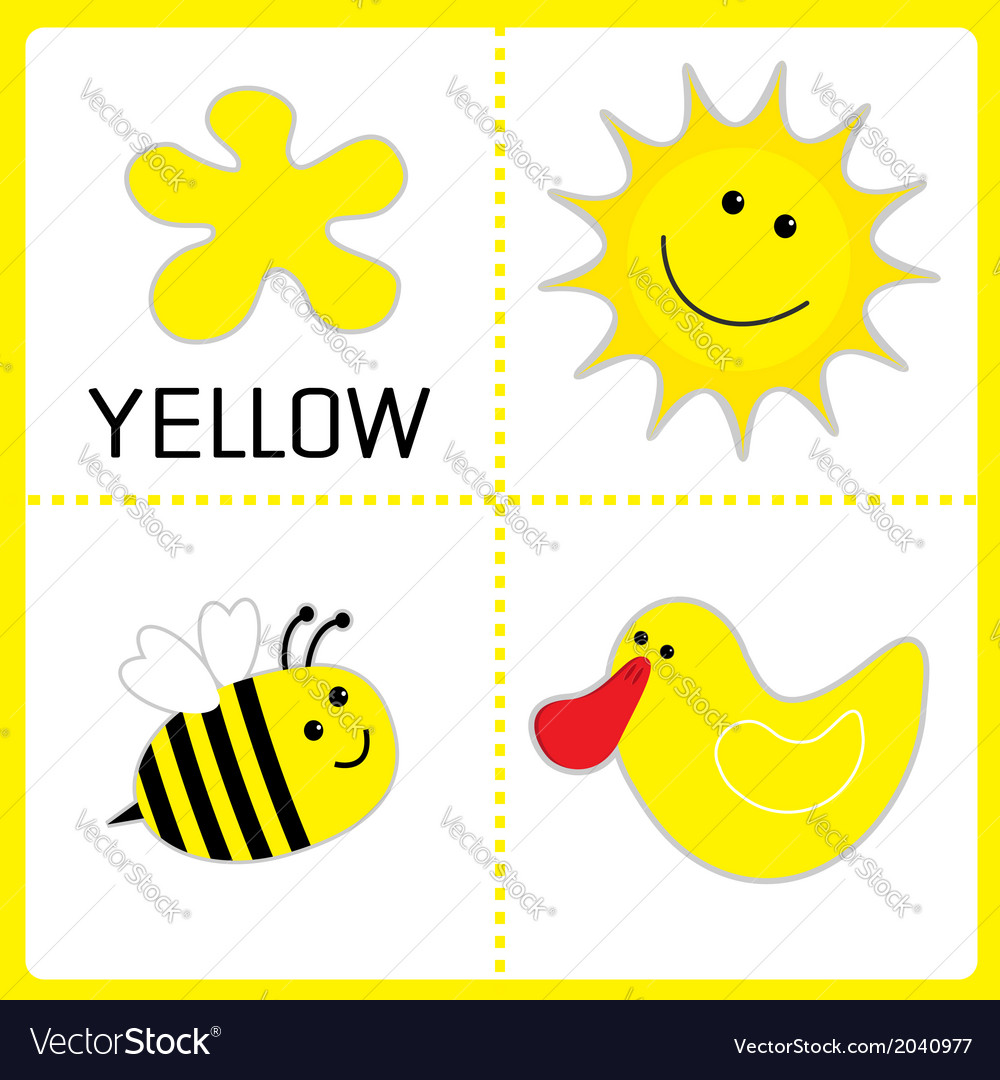 Learning yellow color sun bee and duck educational