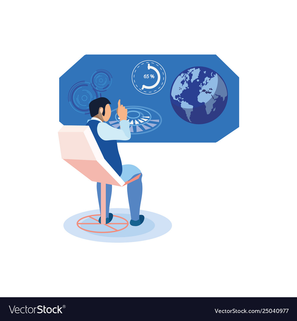 Man studying statistics flat Royalty Free Vector Image