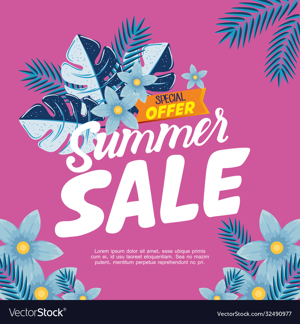 Summer sale banner season discount poster Vector Image