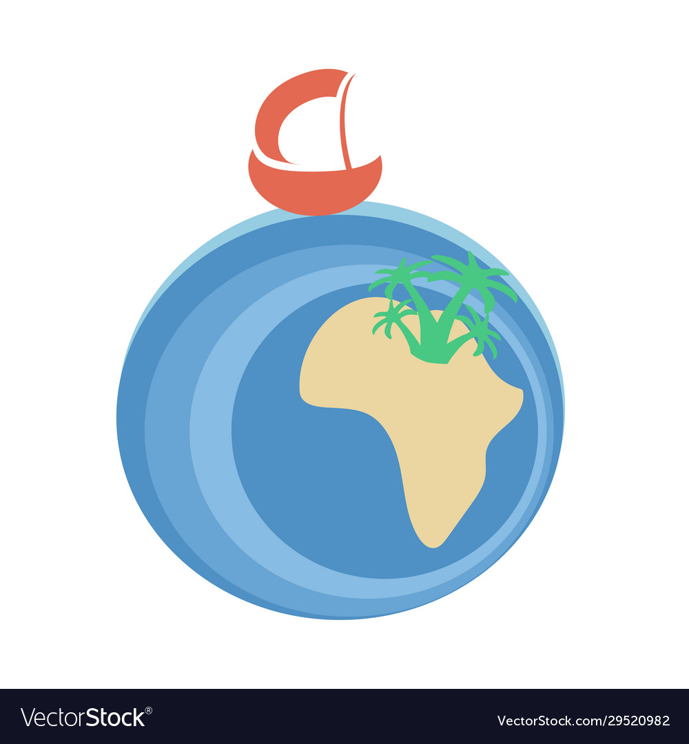 A red sailboat floats on sea substitute Royalty Free Vector