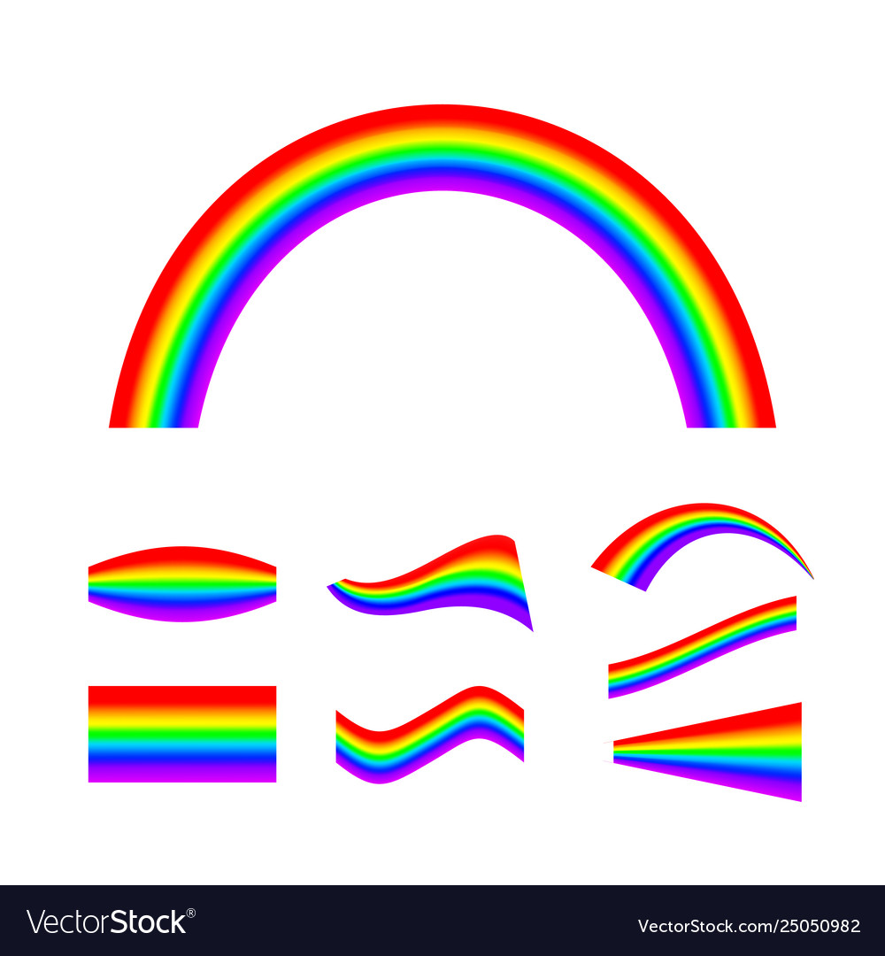 Abstract rainbow set in different shapes isolated Vector Image