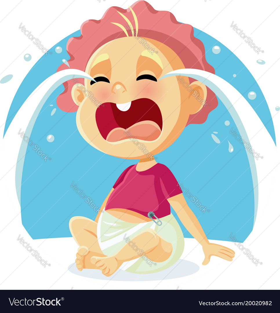 Funny baby crying cartoon Royalty Free Vector Image