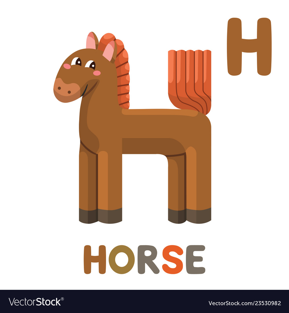 H Is For Horse Letter Horse Cute Animal Royalty Free Vector