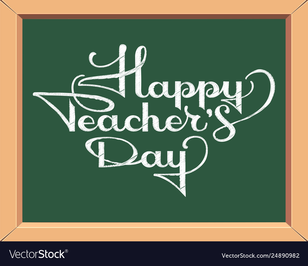 Happy teachers day inscription in chalk Royalty Free Vector