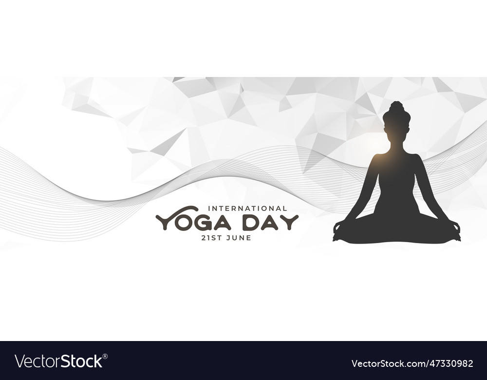 Modern international yoga day poster in low poly Vector Image