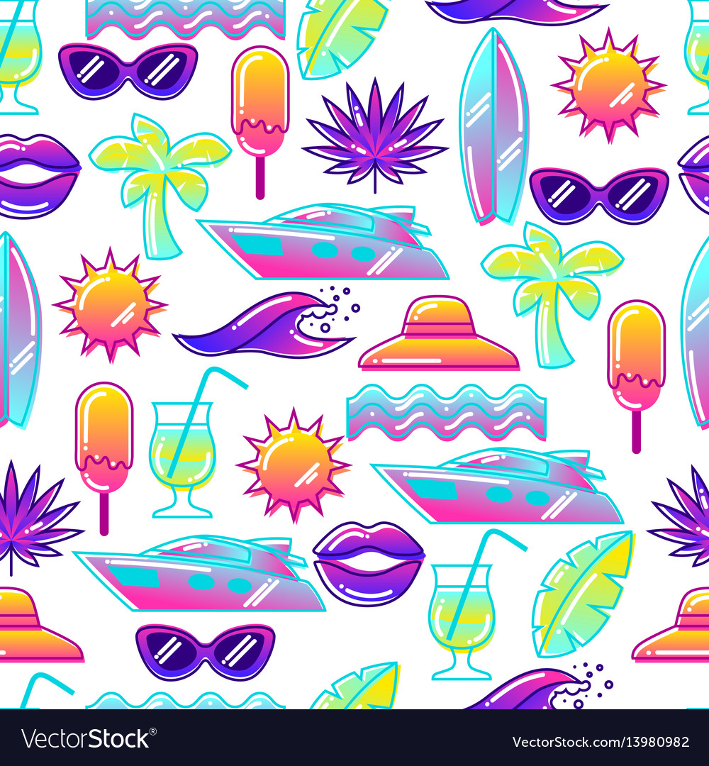 Seamless pattern with stylized summer objects Vector Image