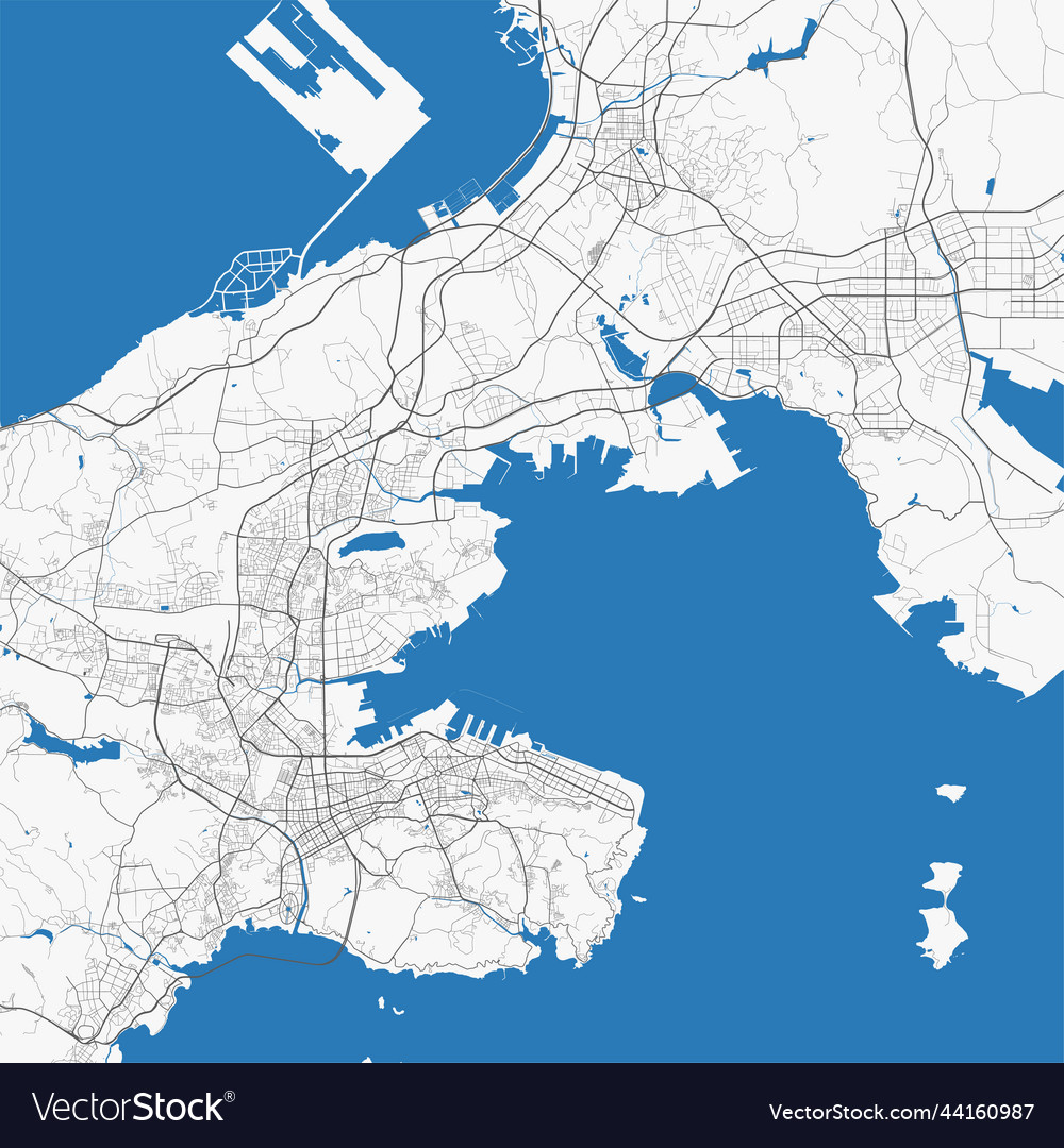 Dalian map detailed of city Royalty Free Vector Image