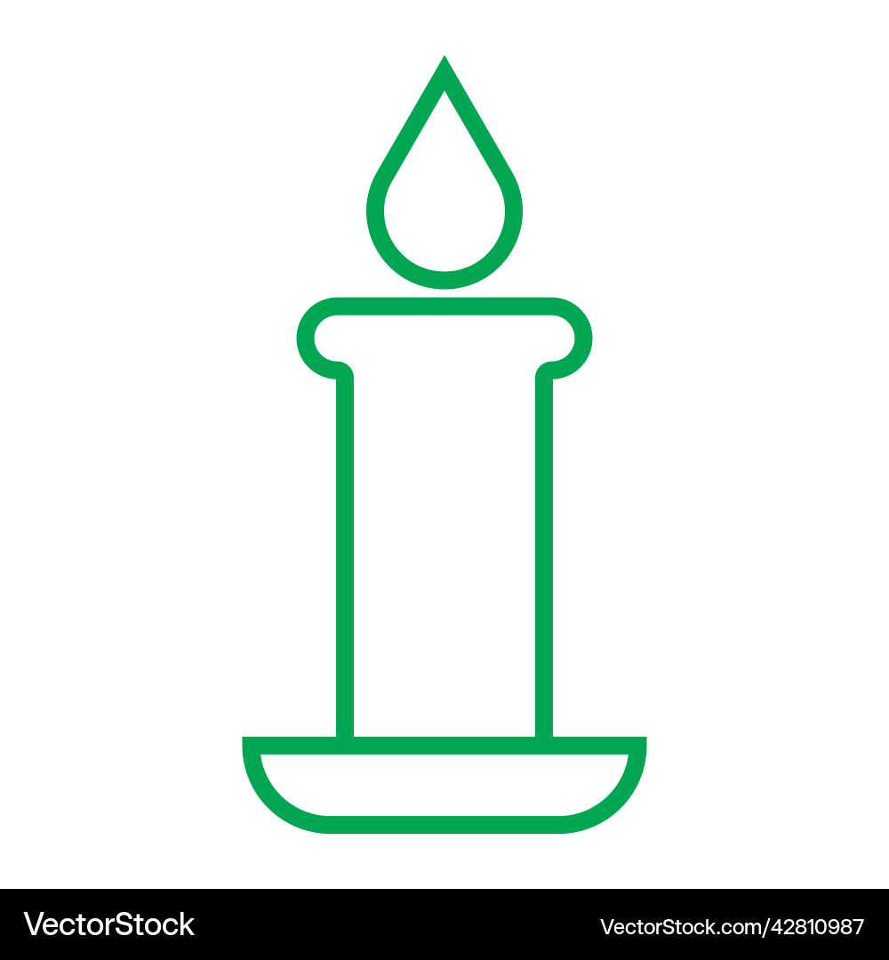 Green candle line art icon Royalty Free Vector Image