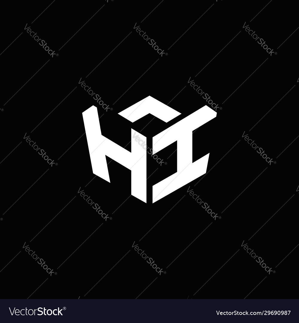 Hi logo monogram with emblem style ribbon design Vector Image