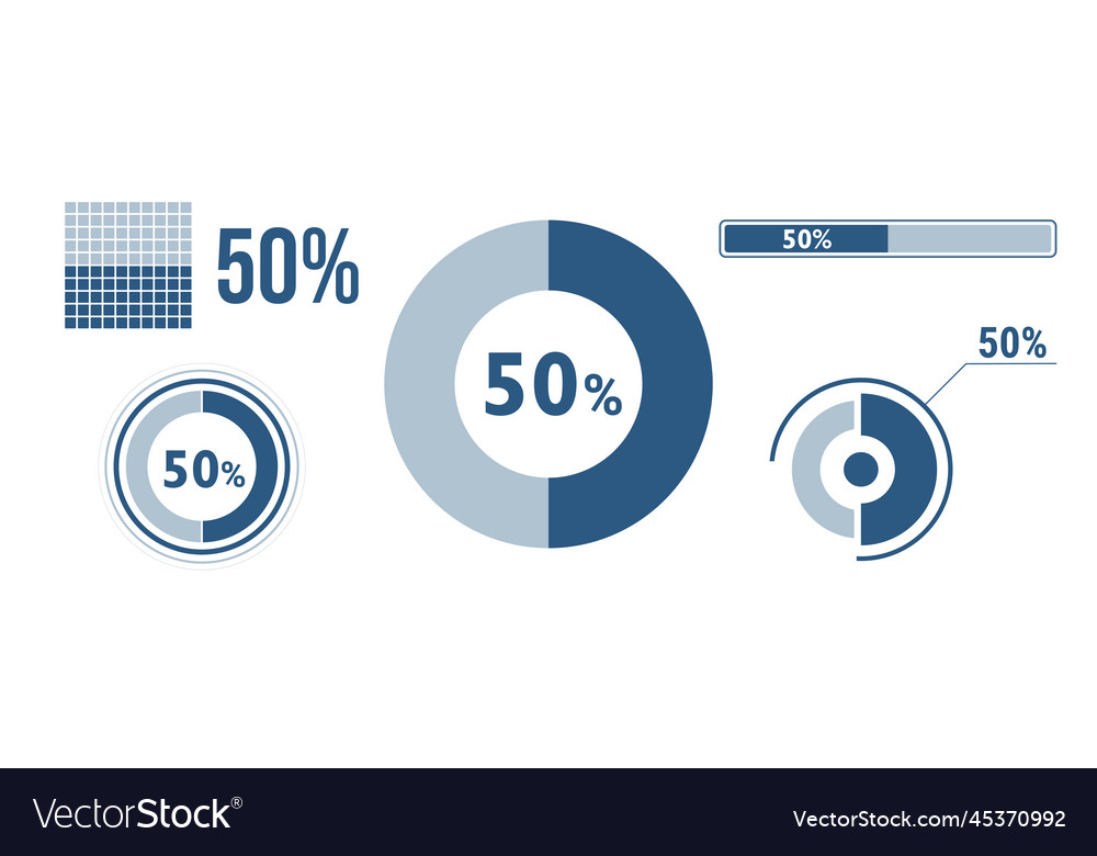 50-percentage-infographic-set-fifty-circle-vector-image