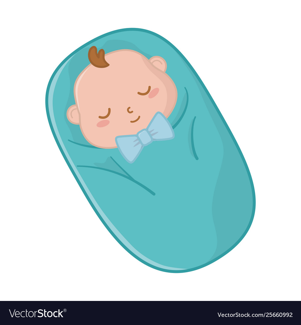 Baby asleep sheltered Royalty Free Vector Image