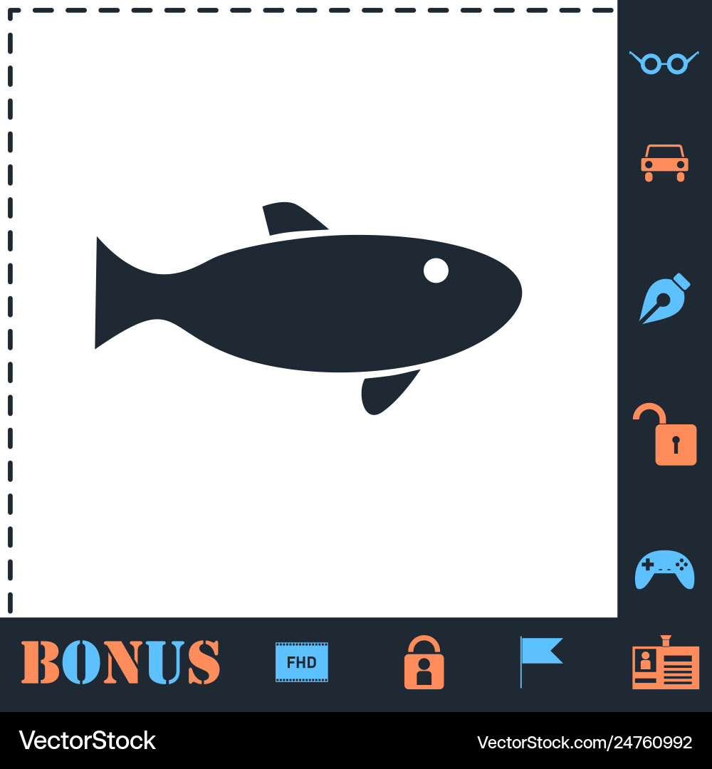 Fish icon flat Royalty Free Vector Image - VectorStock
