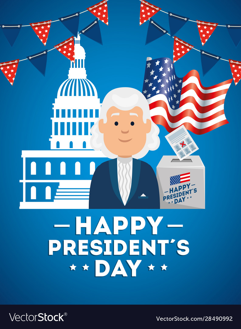 Happy presidents day with american parliament Vector Image