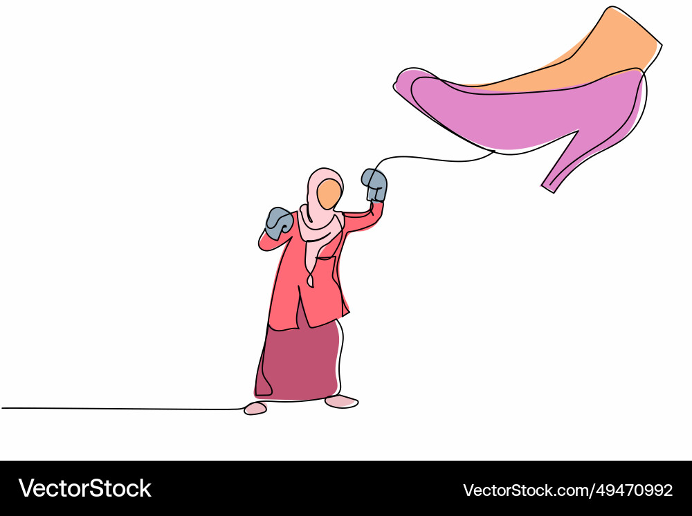 Single continuous line drawing young arab Vector Image